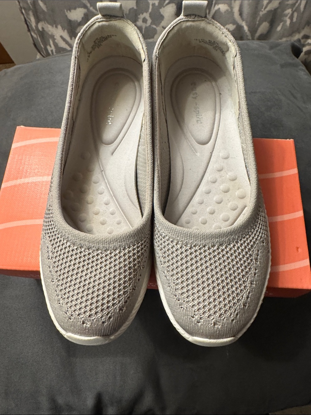 Easy Spirit Comfort Knit Slip-On Flats - Taupe